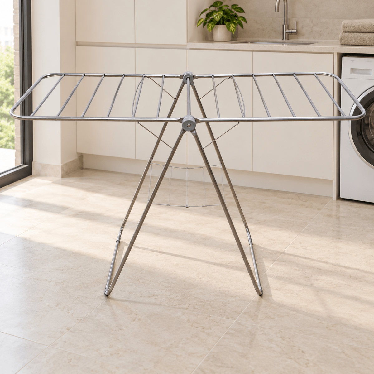 Home Box Acier Collapsible Stainless Steel Clothes Drying Rack – Silver - Al Thahani Furniture
