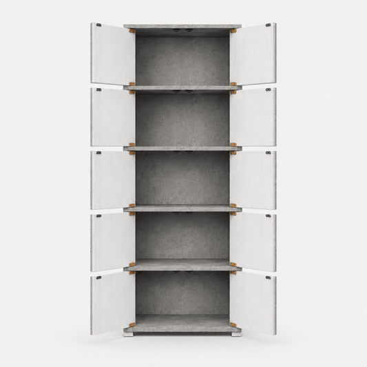 Home Box Alford Aspen 8-Door Storage Multipurpose Unit | Grey & White 176/141.5x60x39.4 cm - used 6 months - Al Thahani Furniture