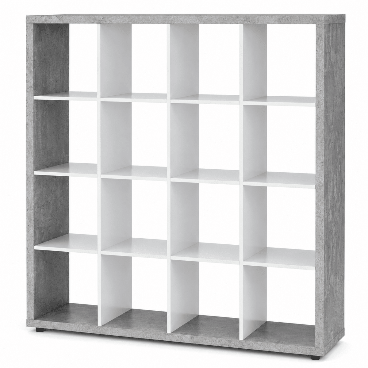 Home Box Alford Patara 16-Cube Divider Bookcase – White &amp; Concrete Grey - Al Thahani Furniture