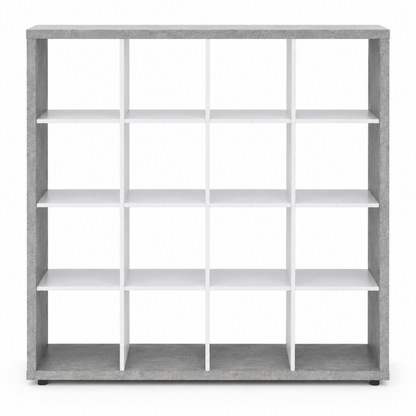 Home Box Alford Patara 16-Cube Divider Bookcase – White &amp; Concrete Grey - Al Thahani Furniture