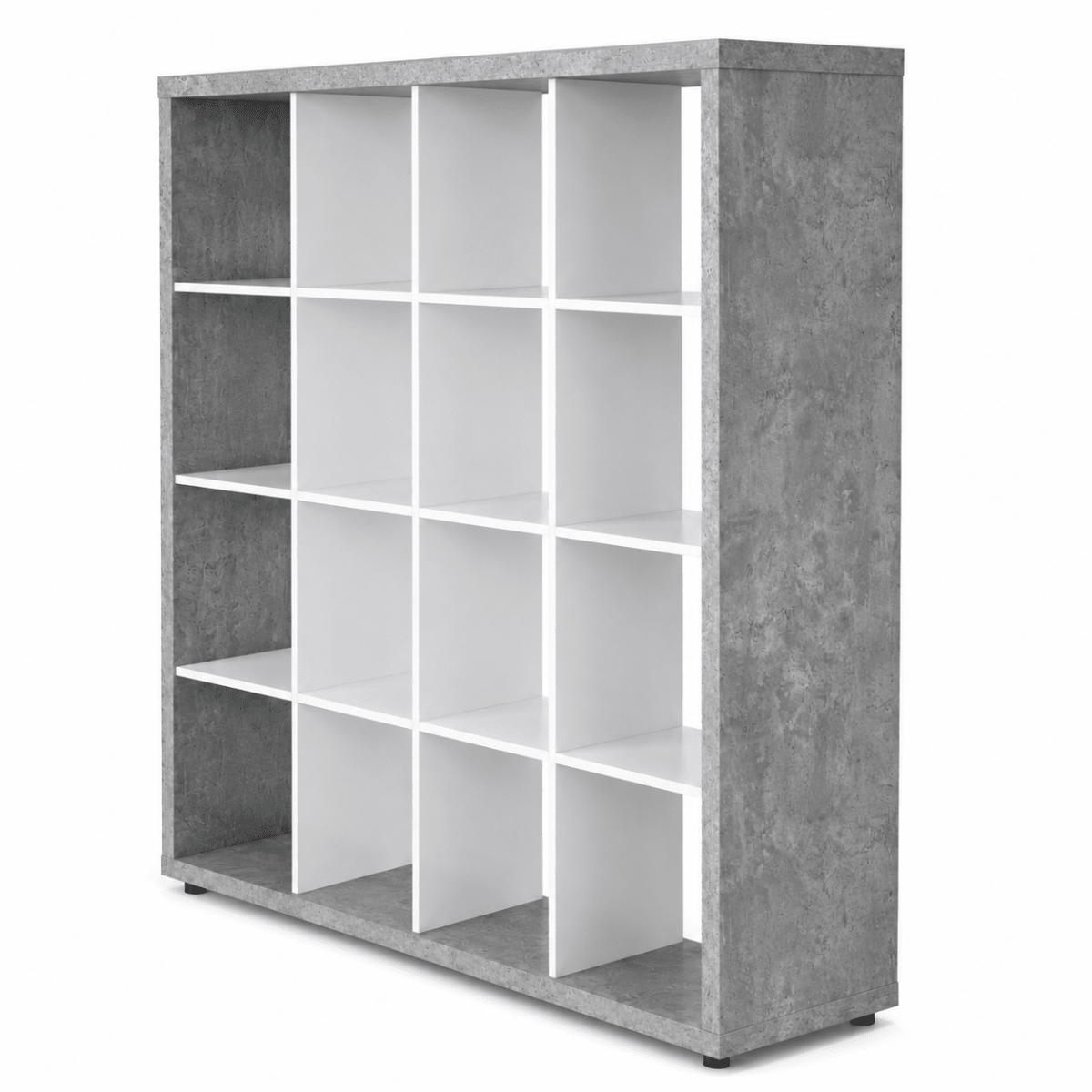 Home Box Alford Patara 16-Cube Divider Bookcase – White &amp; Concrete Grey - Al Thahani Furniture