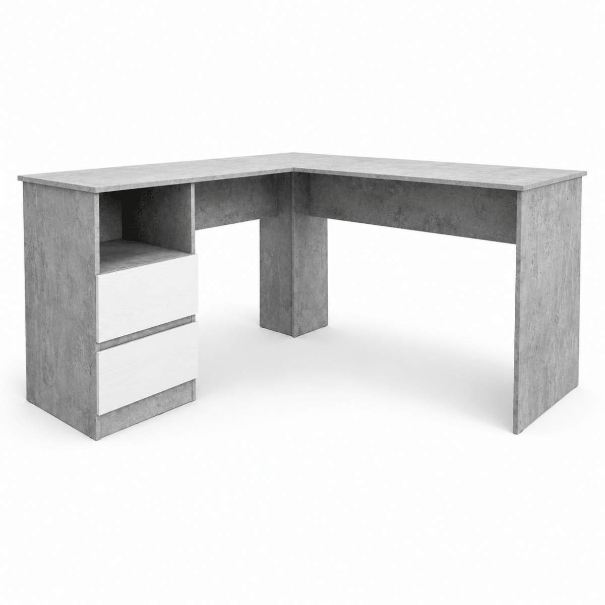 Home Box Alford Patara L-Shaped Corner Study Desk with 2 Drawers – Grey - Al Thahani Furniture