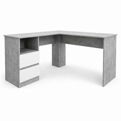 Home Box Alford Patara L-Shaped Corner Study Desk with 2 Drawers – Grey - Al Thahani Furniture