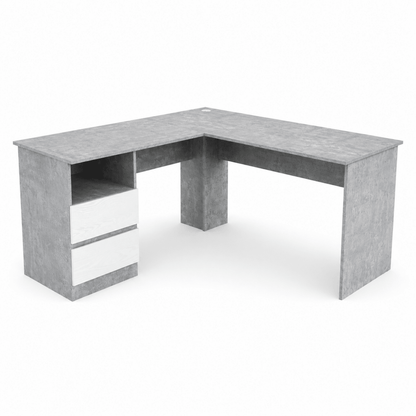 Home Box Alford Patara L-Shaped Corner Study Desk with 2 Drawers – Grey - Al Thahani Furniture