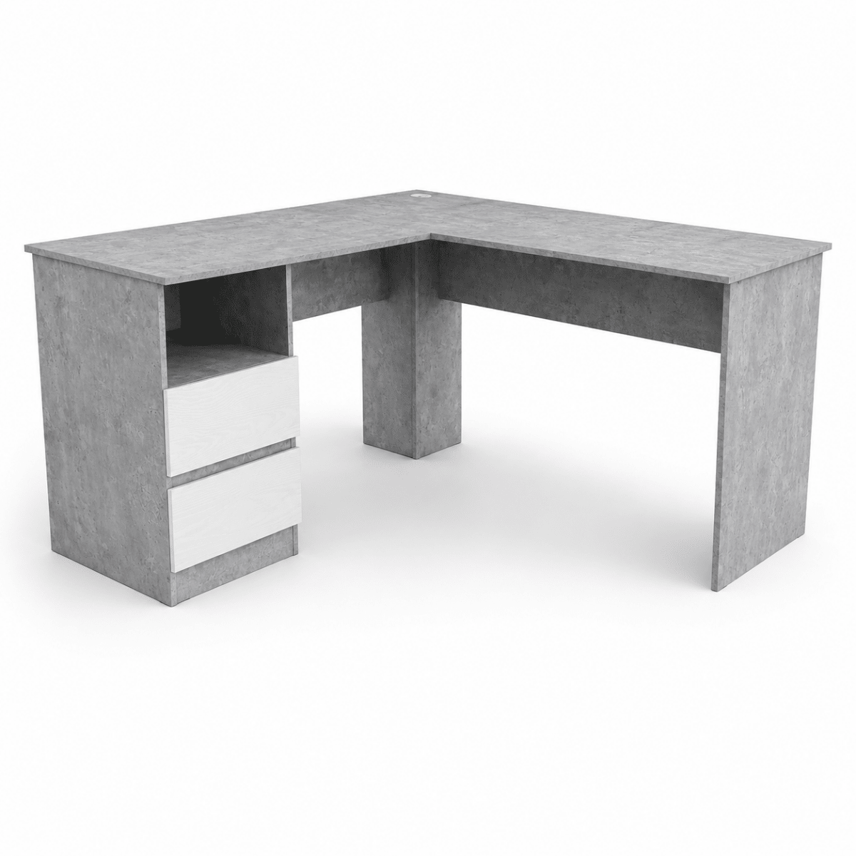 Home Box Alford Patara L-Shaped Corner Study Desk with 2 Drawers – Grey - Al Thahani Furniture