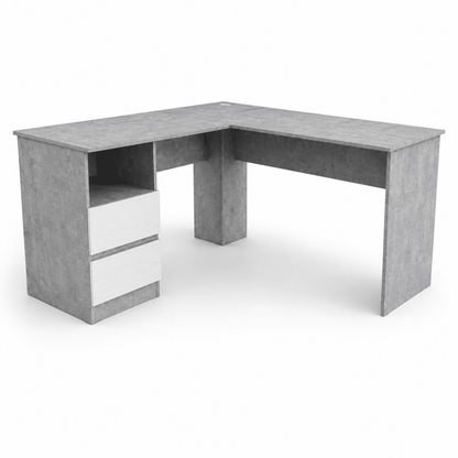 Home Box Alford Patara L-Shaped Corner Study Desk with 2 Drawers – Grey - Al Thahani Furniture