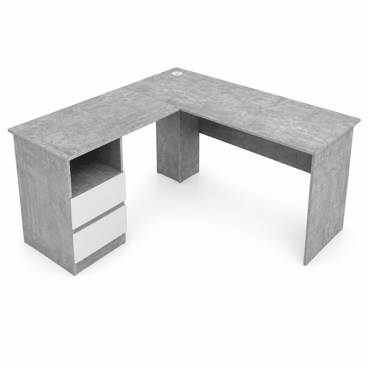 Home Box Alford Patara L-Shaped Corner Study Desk with 2 Drawers – Grey - Al Thahani Furniture