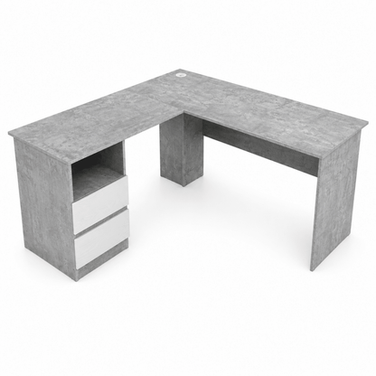 Home Box Alford Patara L-Shaped Corner Study Desk with 2 Drawers – Grey - Al Thahani Furniture