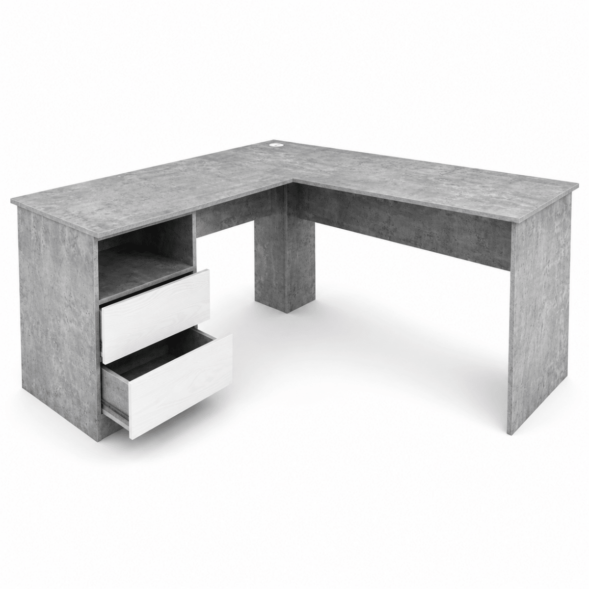 Home Box Alford Patara L-Shaped Corner Study Desk with 2 Drawers – Grey - Al Thahani Furniture