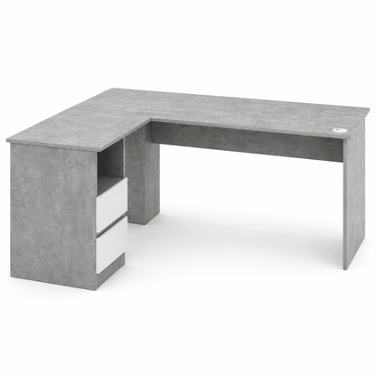 Home Box Alford Patara L-Shaped Corner Study Desk with 2 Drawers – Grey - Al Thahani Furniture
