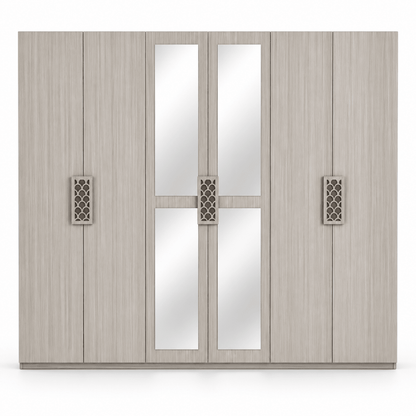 Home Box Angelic 6-Door Wardrobe with Mirrors – Beige – 240 × 55 × 208 cm - Al Thahani Furniture