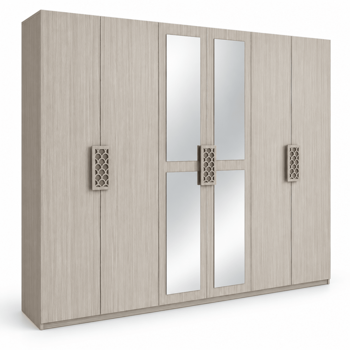 Home Box Angelic 6-Door Wardrobe with Mirrors – Beige – 240 × 55 × 208 cm - Al Thahani Furniture