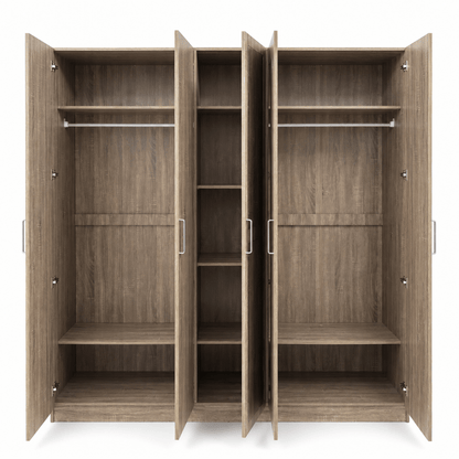 Home Box Angelic Queen Bedroom Set with Mattress, Dresser Mirror & Mirrored Wardrobe | Walnut | 160 × 200 cm - Al Thahani Furniture