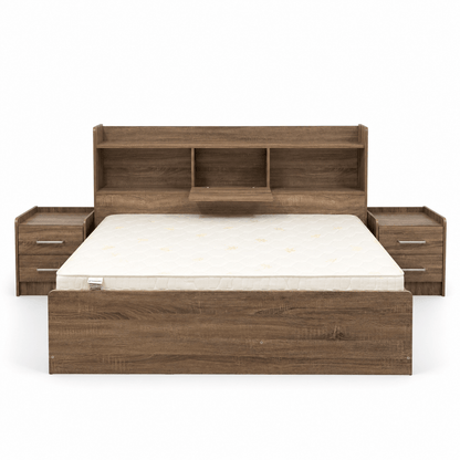 Home Box Angelic Queen Bedroom Set with Mattress, Dresser Mirror & Mirrored Wardrobe | Walnut | 160 × 200 cm - Al Thahani Furniture