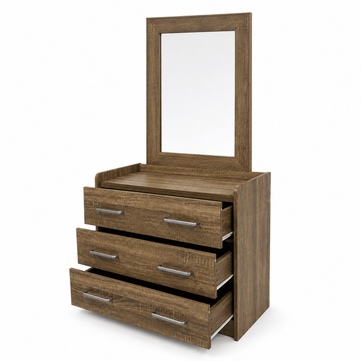 Home Box Angelic Queen Bedroom Set with Mattress, Dresser Mirror & Mirrored Wardrobe | Walnut | 160 × 200 cm - Al Thahani Furniture