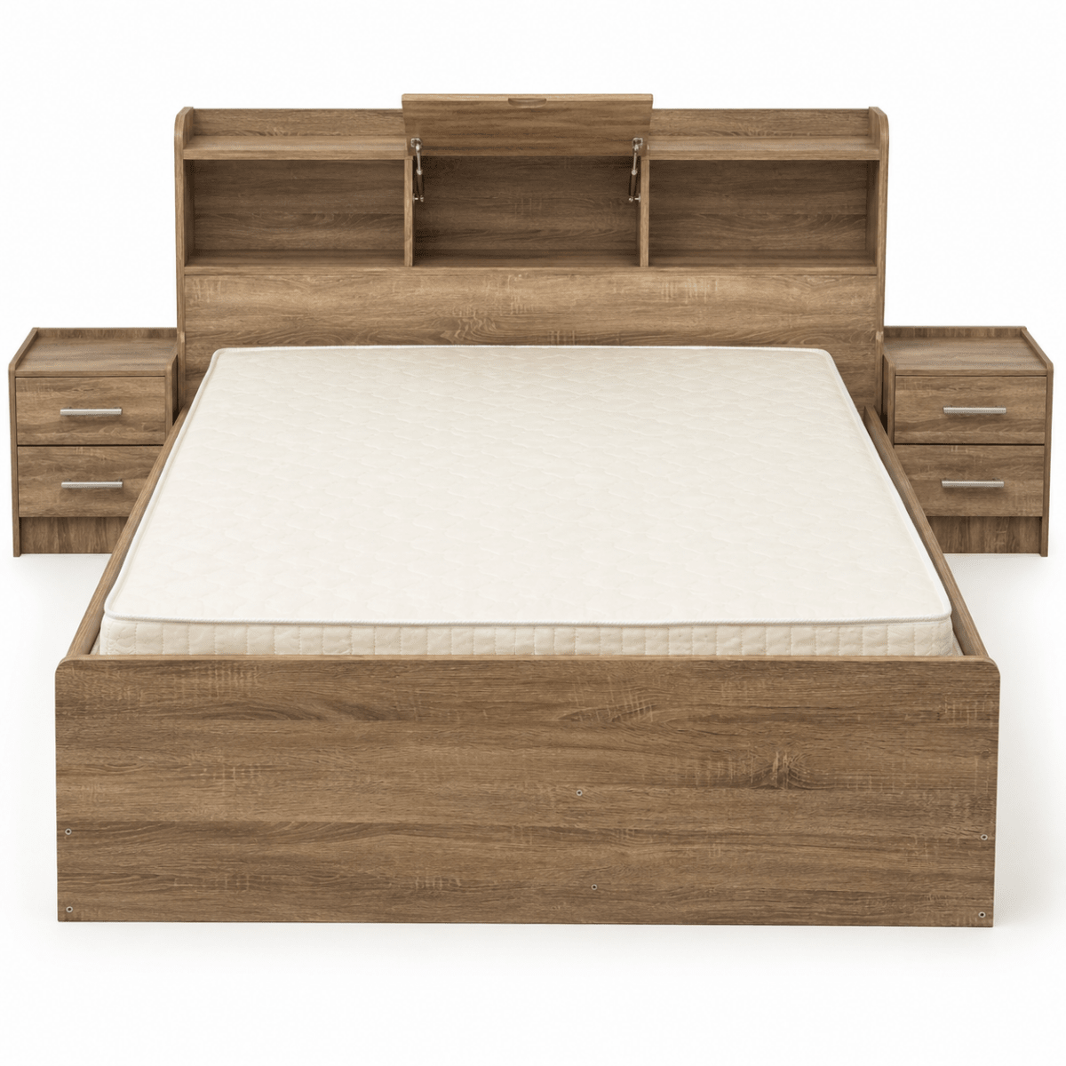 Home Box Angelic Queen Bedroom Set with Mattress, Dresser Mirror & Mirrored Wardrobe | Walnut | 160 × 200 cm - Al Thahani Furniture