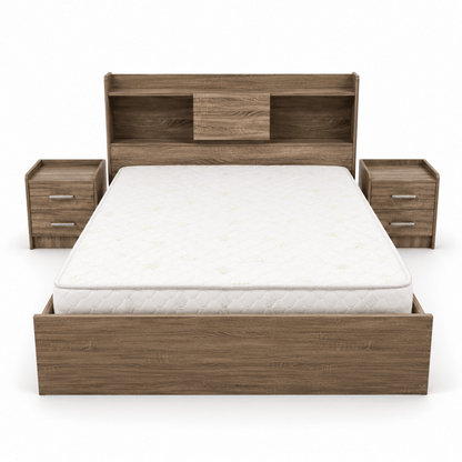 Home Box Angelic Queen Bedroom Set with Mattress, Dresser Mirror & Mirrored Wardrobe | Walnut | 160 × 200 cm - Al Thahani Furniture
