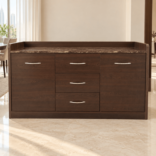 Home Box Arlington Marble Top Sideboard – Brown – 142.2 × 45.7 × 86.4 cm - Al Thahani Furniture