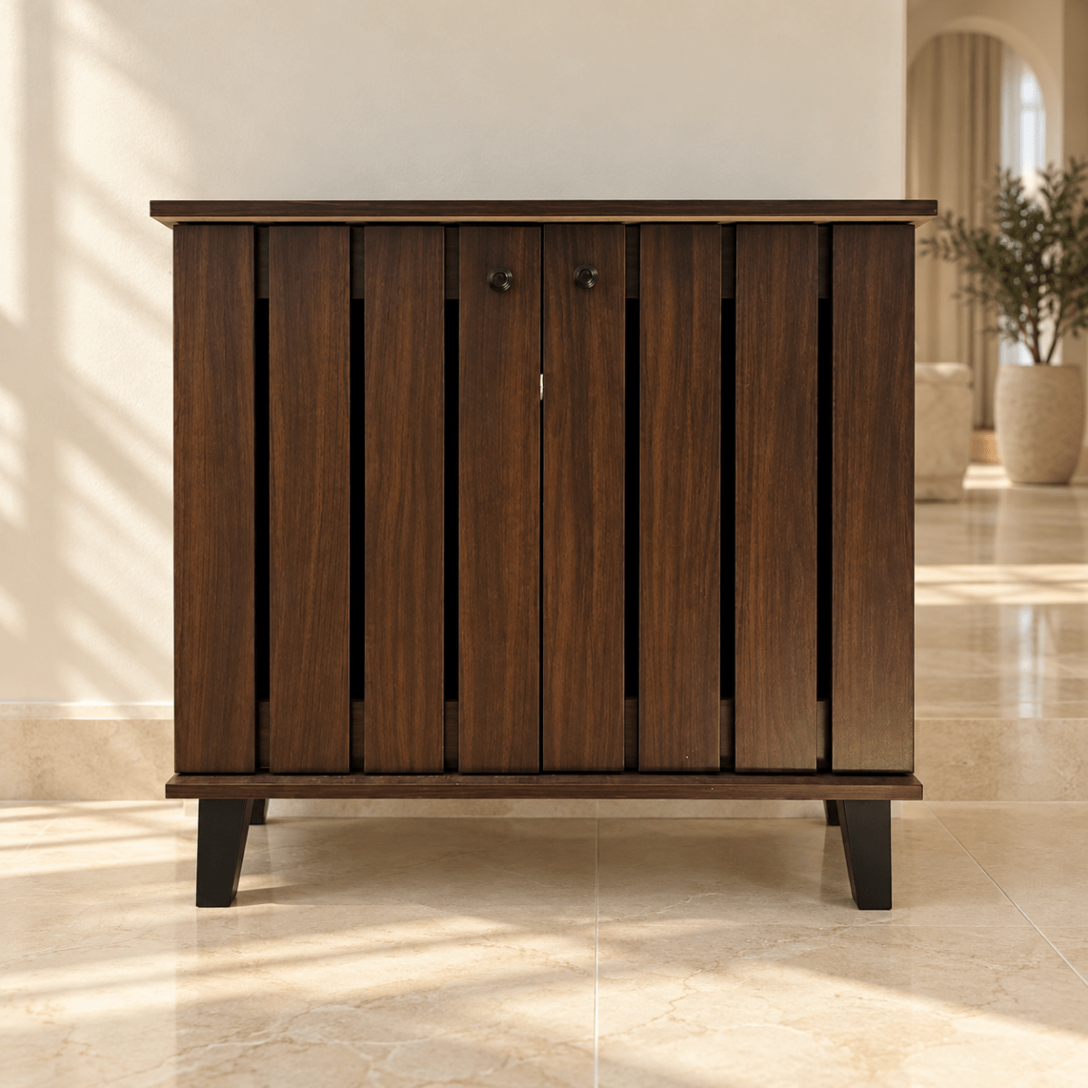 Home Box Auburn 2-Door Shoe Cabinet – Dark Brown - Al Thahani Furniture