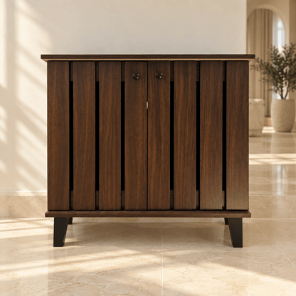 Home Box Auburn 2-Door Shoe Cabinet – Dark Brown - Al Thahani Furniture
