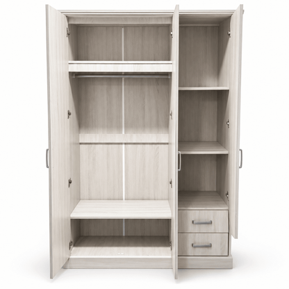 Home Box Blair 3-Door Wardrobe with Mirror & 2 Drawers – Light Beige - Al Thahani Furniture