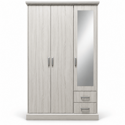 Home Box Blair 3-Door Wardrobe with Mirror & 2 Drawers – Light Beige - Al Thahani Furniture