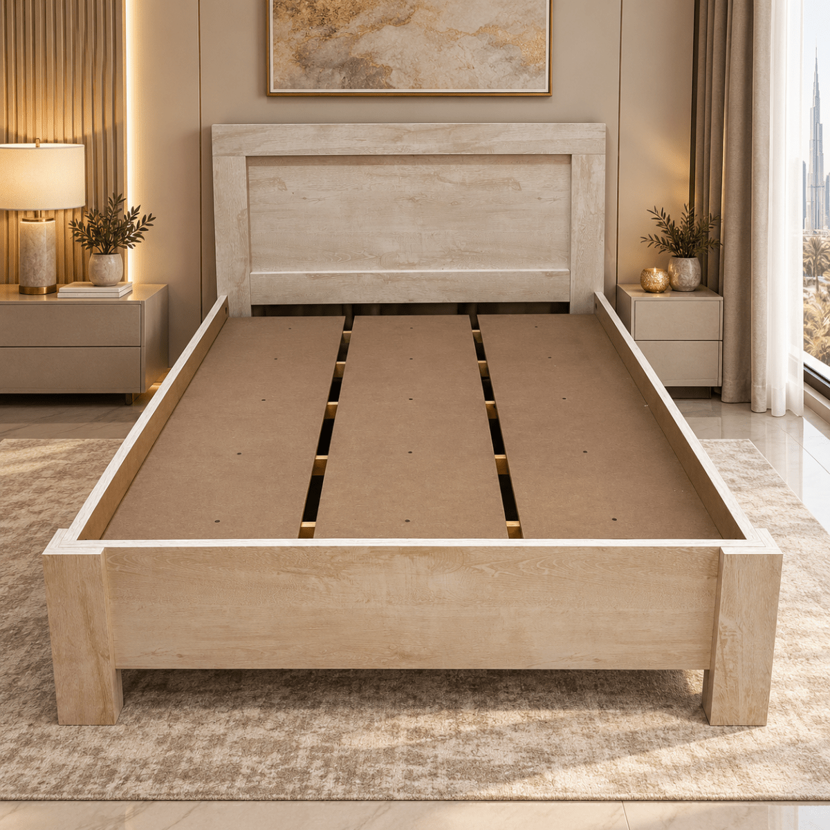 Home Box Blair Twin Bed with Mattress – Beige – 120 × 200 cm - Al Thahani Furniture