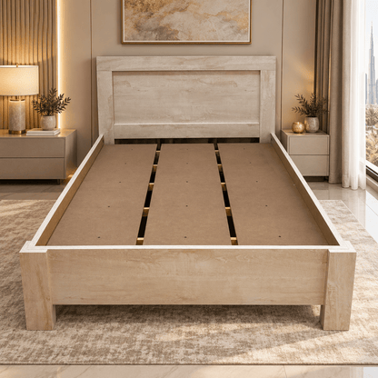 Home Box Blair Twin Bed with Mattress – Beige – 120 × 200 cm - Al Thahani Furniture