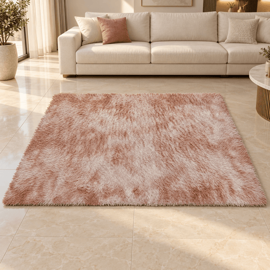 Home Box Blush Pink & Cream Shaggy Area Rug – 120 × 210 cm - Al Thahani Furniture