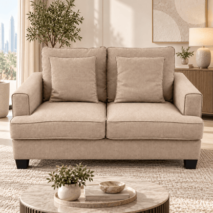 Home Box Burcham 2-Seater Fabric Sofa with Scatter Cushions – Beige - Al Thahani Furniture