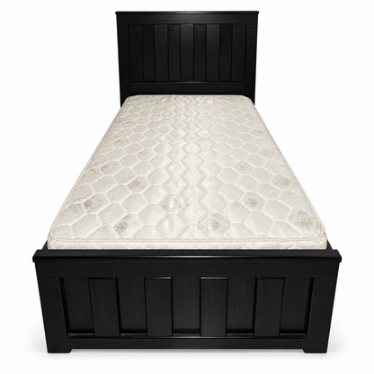 Home Box Classic Espresso Black Single Wooden Bed with Mattress – 90 × 190 cm - Al Thahani Furniture