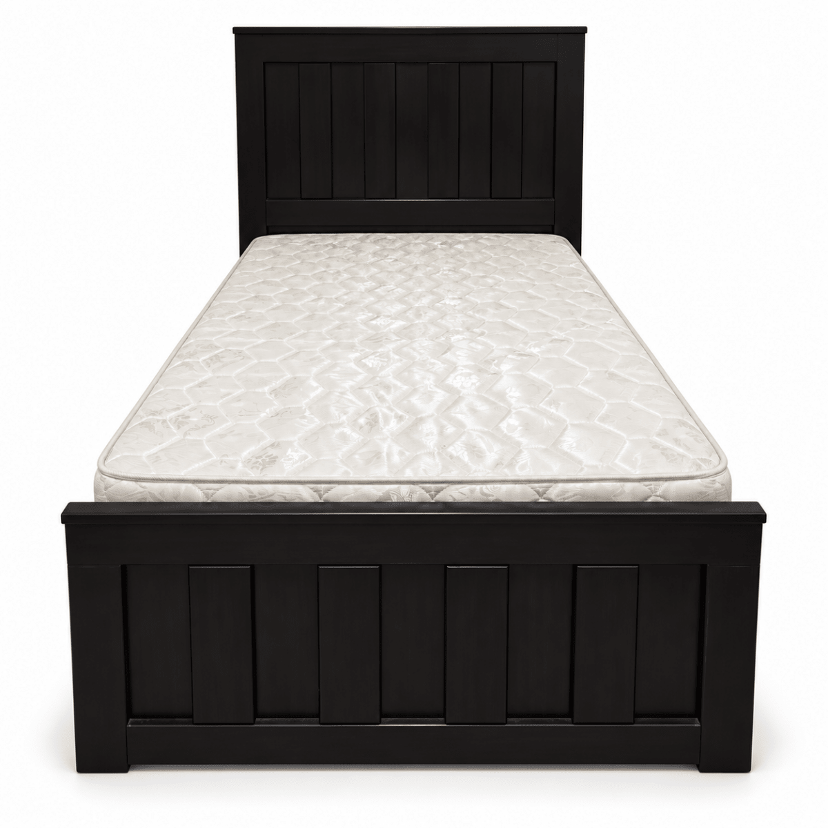 Home Box Classic Espresso Black Single Wooden Bed with Mattress – 90 × 190 cm - Al Thahani Furniture