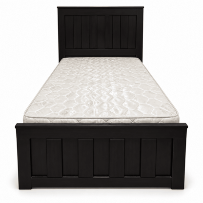 Home Box Classic Espresso Black Single Wooden Bed with Mattress – 90 × 190 cm - Al Thahani Furniture