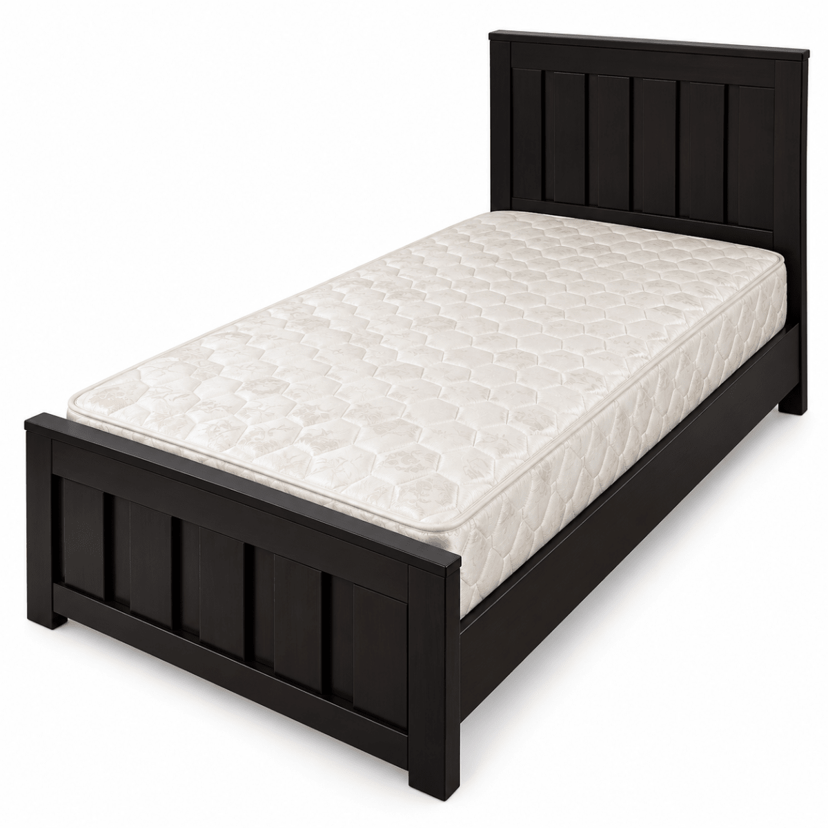 Home Box Classic Espresso Black Single Wooden Bed with Mattress – 90 × 190 cm - Al Thahani Furniture