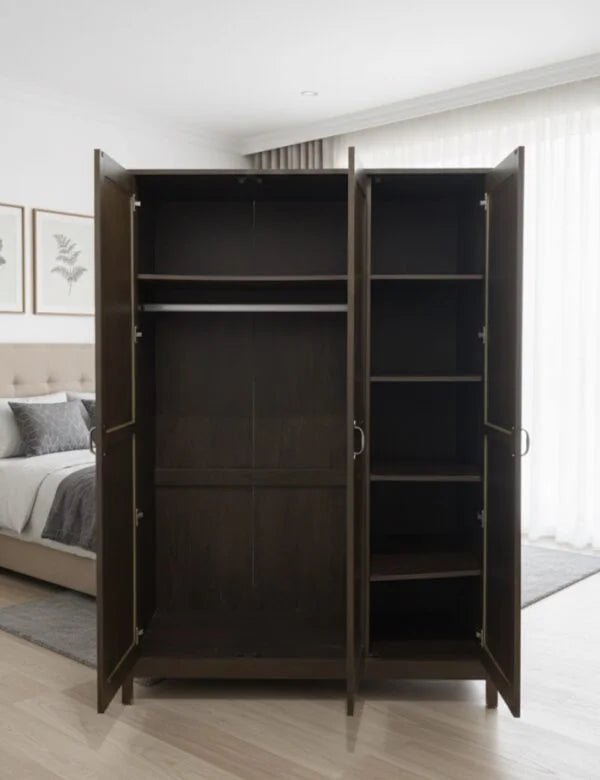 Home Box Complete Queen Bedroom Set | 150×190 cm Bed + Mattress | Kulltorp Dresser with Mirror & Stool | Hampton 3‑Door Wardrobe - althahanifurniture