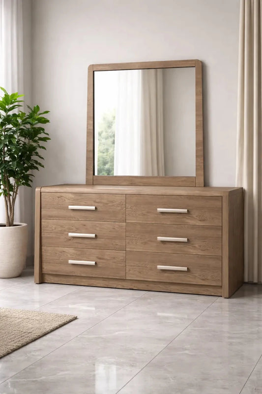Home Box Curvy King Bed Suite – Fluid Modern Design – Warm Brown Finish – King Size (180x200 cm) - althahanifurniture