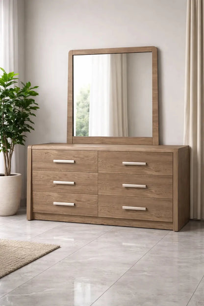 Home Box Curvy King Bed Suite – Fluid Modern Design – Warm Brown Finish – King Size (180x200 cm) - althahanifurniture