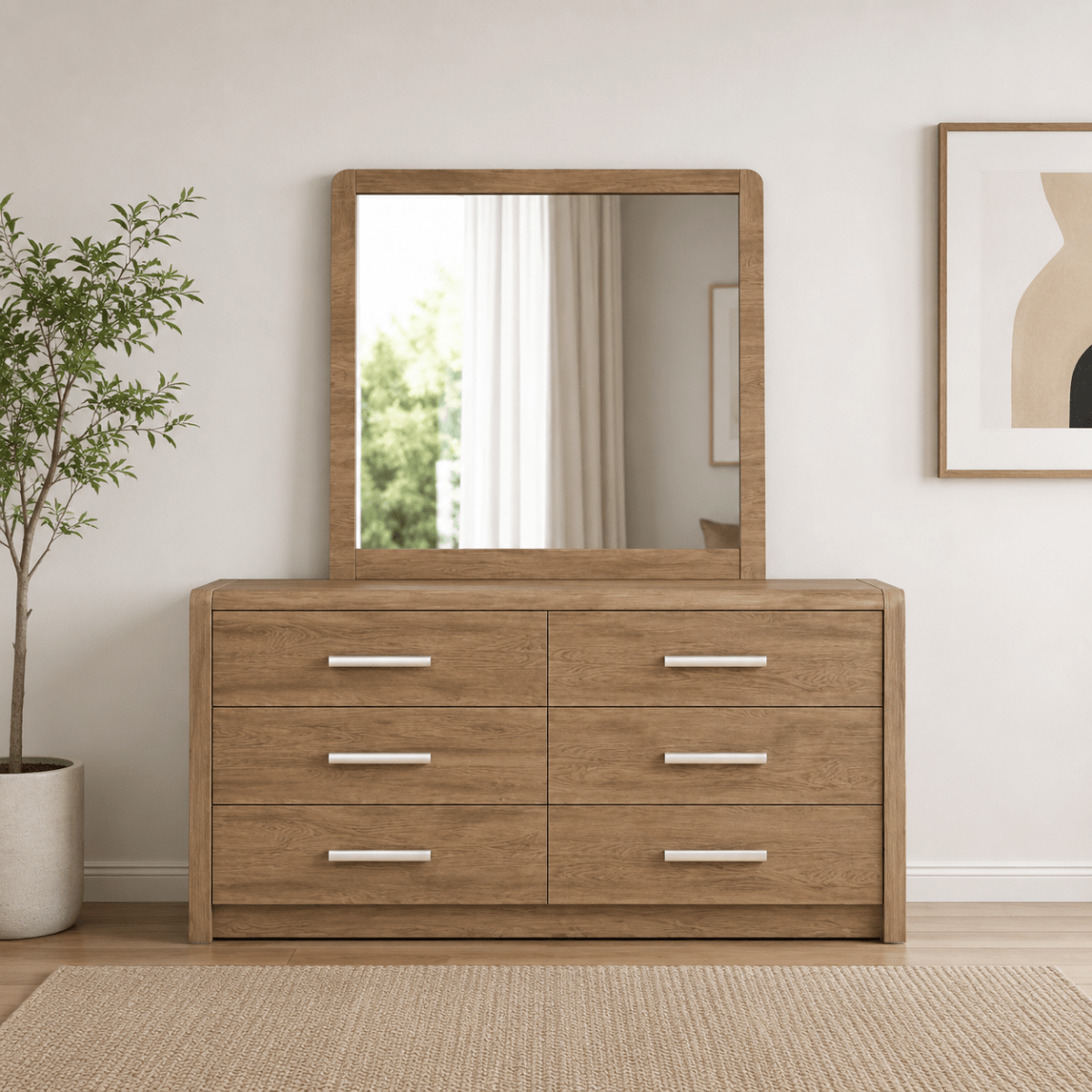 Home Box Curvy King Bed Suite | Warm Brown Finish, without Mattress - used 8 months - Al Thahani Furniture