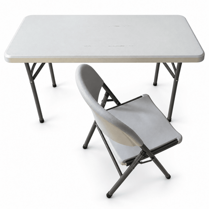 Home Box Flexi Folding Table & Chair Set – 120 × 60 cm – White & Grey - Al Thahani Furniture