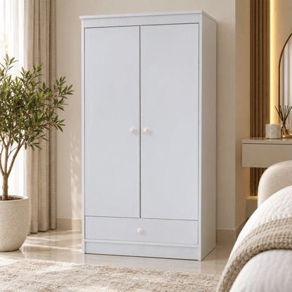 Home Box Ivory 2-Door Wardrobe with Drawer – White – 80 × 40 × 180 cm - Al Thahani Furniture
