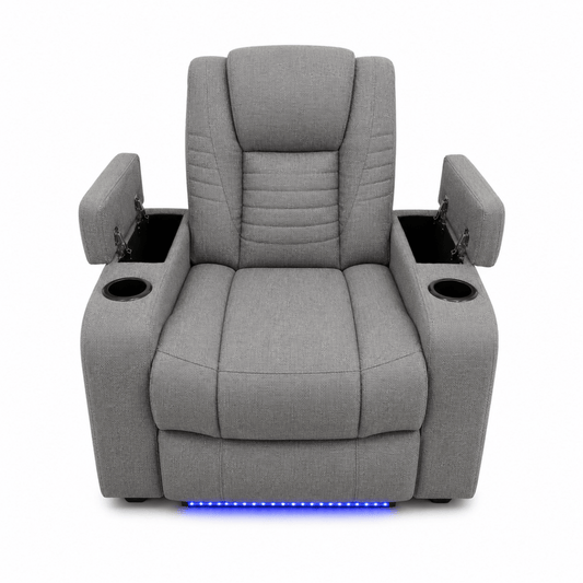 Home Box Jamaica Electric Recliner | LED Lighting, Cupholders, Fabric - used 9 months - Al Thahani Furniture