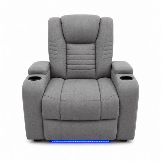 Home Box Jamaica Electric Recliner | LED Lighting, Cupholders, Fabric - used 9 months - Al Thahani Furniture