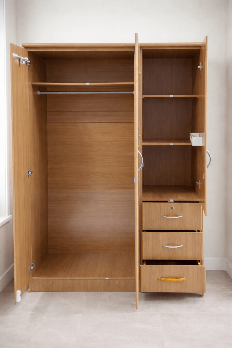 Home Box Joy 3 - Door & 3 - Drawer Wardrobe – Wood Grain Finish - althahanifurniture