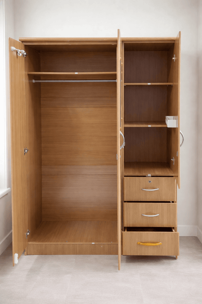 Home Box Joy 3 - Door & 3 - Drawer Wardrobe – Wood Grain Finish - althahanifurniture