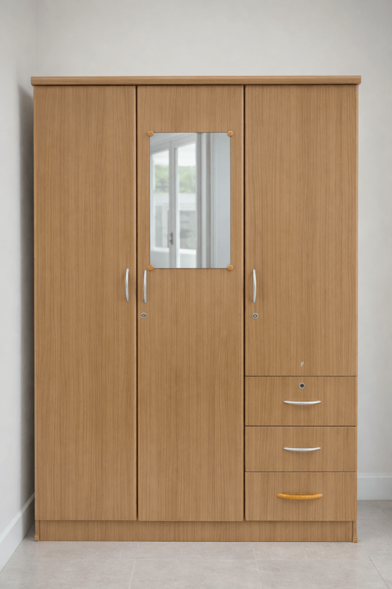 Home Box Joy 3 - Door & 3 - Drawer Wardrobe – Wood Grain Finish - althahanifurniture