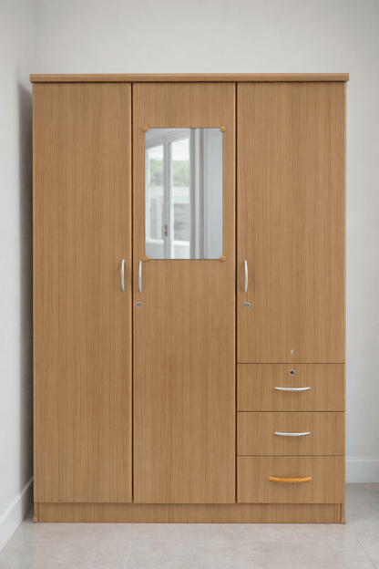 Home Box Joy 3 - Door & 3 - Drawer Wardrobe – Wood Grain Finish - althahanifurniture