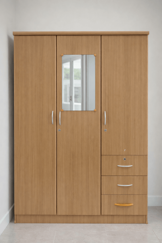 Home Box Joy 3 - Door & 3 - Drawer Wardrobe – Wood Grain Finish - althahanifurniture