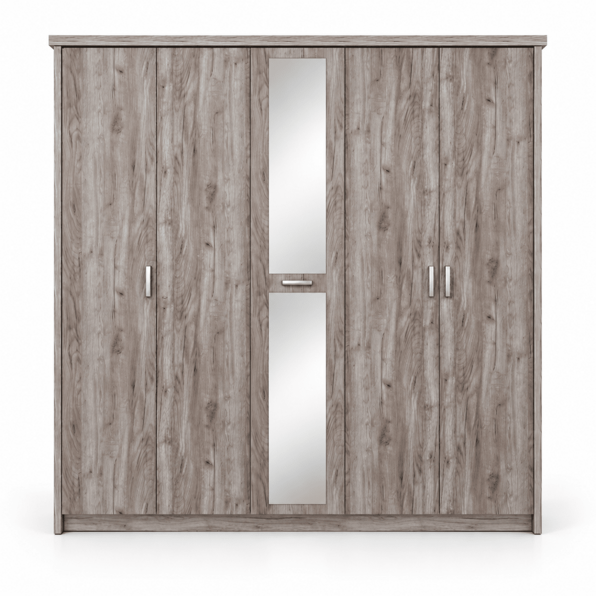 Home Box Kent 5-Door Wardrobe with Mirror – Grey Woodgrain, 211 × 55 × 208 cm - Al Thahani Furniture