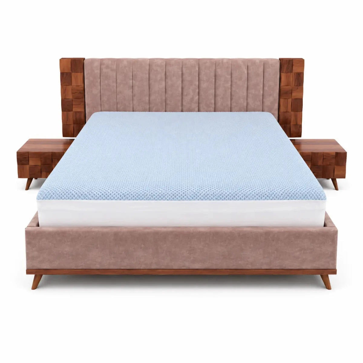 Home Box King Bed Set with Mid-Century Dresser, 180x200 cm - used 8 months - Al Thahani Furniture