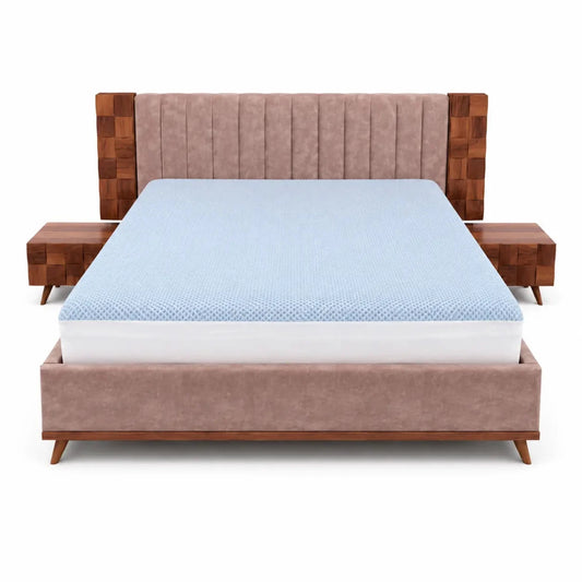 Home Box King Bed Set with Mid-Century Dresser, 180x200 cm - used 8 months - Al Thahani Furniture